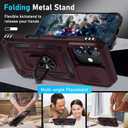 Janmitta Case for iPhone 12 & 12 Pro Phone Cover Built in Slide Camera Lens Cover+Screen Protector,Heavy Duty Shockproof Full Body PhoneCase with Finger Ring Holder Kickstand,Wine Red