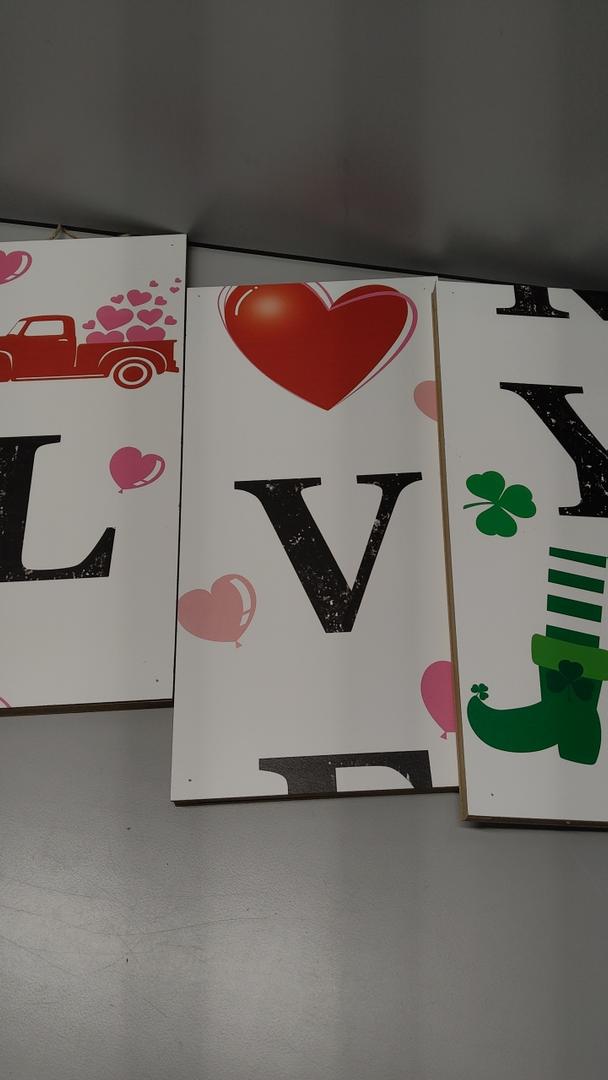 47" 2 In1 Double Side Porch Sign Wooden Sign, Rustic Letters Holiday Decor, Large Welcome Porch Decor for Front Door Home Wall Hanging Yard (Valentines and St.patrick's)