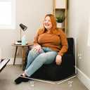 Big Joe Dorm Bean Bag Chair with Drink Holder and Pocket, Black Smartmax, Durable Polyester Nylon Blend, 3 feet, Large