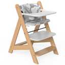 Wooden High Chair with Tray - Convertible Infant- Adjustable high Chair for Infants/Toddlers/for Babies 6-36 Months - Waterproof Natural Wood Ergonomic- Classic Design Natural