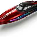 30KMH RC Remote Control Boat with 7 LED Light Modes Waterproof Electric Fast Speed Boat for Adults Kids 8-12 Lake Pool Water Play, Self-righting, Demo, Water Cooling,20Mins, Low Battery Alert,2.4Ghz, Red