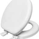 Plexon Soft Cushioned Toilet Seat, Round, White, Slow-Close Lid & Seat, Quick-Release Hinge, Easy To Clean & Change