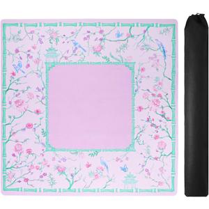 TIASUSAN Purple and Green Mahjong Mat (31.5 x 31.5) with Black Carrying Bag, Anti-Slip, Noise-Reducing Table Cover for Mahjong, Poker, Board Games, Dominoes, and Card Games