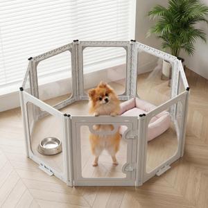 Acrylic Dog Playpen Indoor, Clear Dog Play Pen Indoors Puppy Playpen Indoor Easy Assemble 24” Octagon Guinea Pig Rabbit Bunny Small Animal Pet Playpen, Puppy Play Pen for Indoors Small Doggy