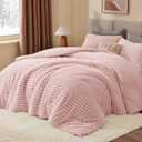 BEDELITE Fleece California King Comforter Set -Super Soft & Warm Fluffy Pink Bedding, Luxury Fuzzy Heavy Bed Set for Winter with 2 Pillow Cases