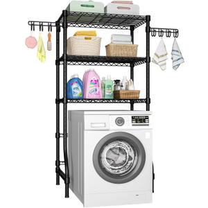 Ulif U8 Laundry Room Storage Organizer, Over The Washer and Dryer Storage Shelves for Laundry Organization, 35" W x 13.4" D x 76.2" H, Suit Washing Machine Width Within 32.6", Hold 304 lb, Black