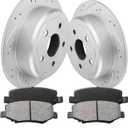 Rear Brake Pads And Rotors Kit Compatible With 2007-2017 Jeep Wrangler, 2018 Jeep Wrangler JK, Automotive Replacement Brake Kits 53041 D1274-8390 Geomet Drilled And Slotted Rotors 316mm(12.4in)