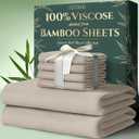 DECOLURE 100% Viscose Derived from Bamboo Sheets King Size 6pcs - Ultra Soft & Luxuriously Cooling, 17" Deep Pocket, Double Stitching, Perfect for Hot Sleepers - King Bed Sheets (Taupe)