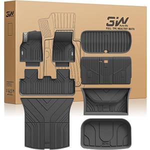 3W Tesla New Model Y Juniper Floor Mats and Cargo Liners, TPE Full Set Floor Liner for New Model Y 2025 2026, Cargo Mats and Seat Back Cover Protector, VigorMold, Car Mats for Tesla Accessories, Black