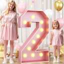 HILAVO Number 2 Marquee, 4FT Light Up Number 2 Large Marquee Mosaic Numbers for Party, Giant Light Up Numbers 4 Feet Tall Lighted DIY Frame Pre-Cut Foam Board Kit for Birthday Anniversary