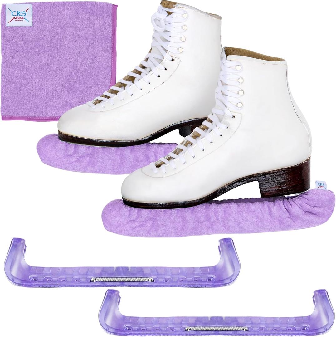 CRS Cross Skate Guards, Soakers and Towel Gift Set - Ice Skating Guards and Soft Skate Blade Covers for Figure Skating or Hockey M