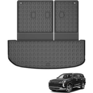 Cargo Mat & Backrest Mat Fit for Hyundai Palisade 2020-2025: Cargo Liner with Backrest Mat Behind 3rd Row Replacement - All Weather Protection Trunk Mat with Back Seat Cover Palisade Accessories