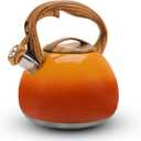 Tea Kettle Stovetop, 3.2Qt Stainless Steel Tea pots with Wood Grain Handle Food Grade Whistling Tea kettle,Induction/Gas Stoves (Orange-Red Gradient)