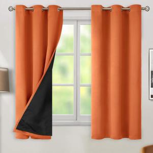 BGment Thermal Insulated 100% Blackout Curtains 63 Inch Length 2 Panels, Total Light Blocking Curtains for Bedroom, Grommet Window Drapes with Thick Black Liner, 42 Inch Wide Each Panel, Burnt Orange