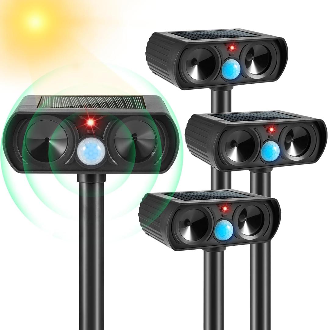 Ultrasonic Animal Repellent Outdoor Solar Animal Repeller with Motion Detection Waterproof Cat Deterrent Outdoor Deer Repellent Device for Dog Raccoon Rabbit Squirrel Skunk Repellent for Yard (2)