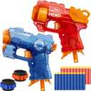 Banvih 2 Pack Mini Blaster Guns for Nerf, Easter Basket Stuffers for Kids, Small Toys Pistols for Boys Toddlers Ages 3-5 5-7 8-12 Year Olds Birthday Gifts - 20 Refill Foam Darts and 2 Wristbands