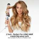 Hoson 2 Inch Curling Iron Large Barrel, Long Barrel Curling Wand Dual Voltage, Ceramic Tourmaline Coating with LCD Display, Glove Include