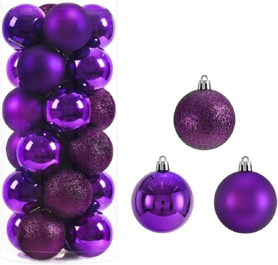 Mini Balls Ornaments for Christmas Tree - Shatterproof Hanging Balls for Birthday Valentine Wedding Party Christmas Tree Decorations (Purple)
