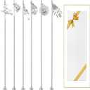 6Pcs Halloween Skull Charms Cocktail Stirrers Swizzle Sticks Stainless Steel 7.5" Coffee Beverage Stir Sticks for Mixing Cocktail, Hot Cocoa, Creamer