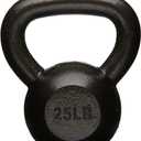 Amazon Basics Cast Iron Kettlebell for Strength Training, Wide Handle, 25 Pounds, Black