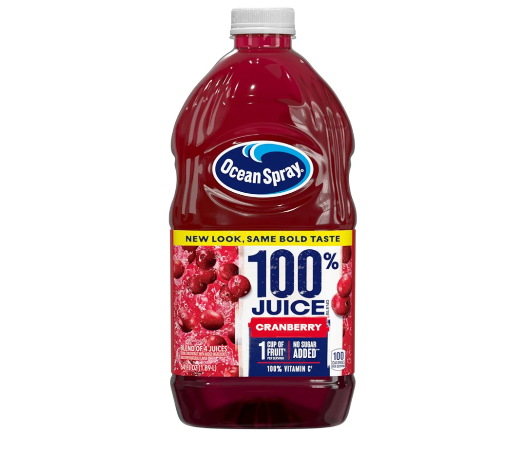 Ocean Spray® 100% Juice, Cranberry, 64 Fl Oz Bottle (Pack of 8) best before 05 may 2026 
