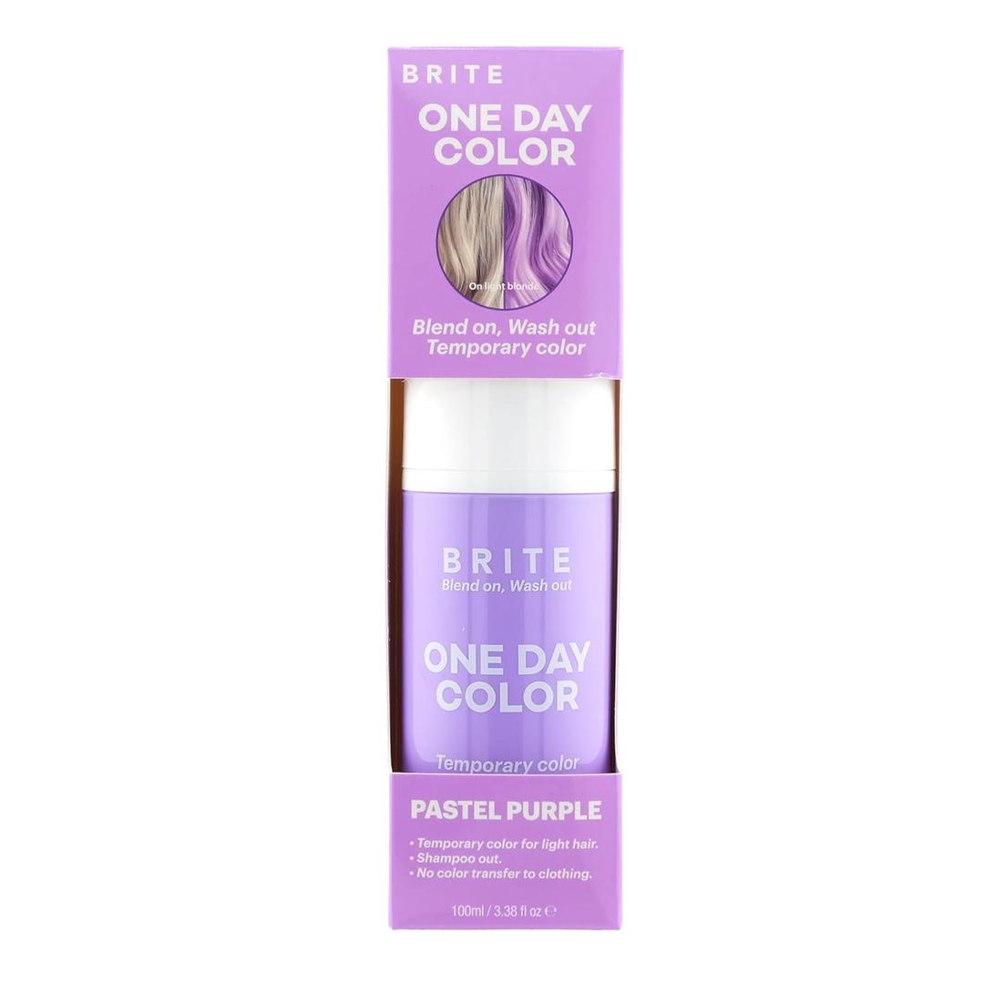 Brite One-Day Hair Color Mousse - Pastel Purple - Perfect for Lighter Hair with Mess-Free Application - Temporary Hair Color Dye (Pastel Purple, 3.38 Fl Oz)