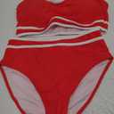 BMJL Women's High Waisted Bikini Sets Sporty Two Piece Swimsuits Color Block Cheeky High Cut Bathing Suits, Medium