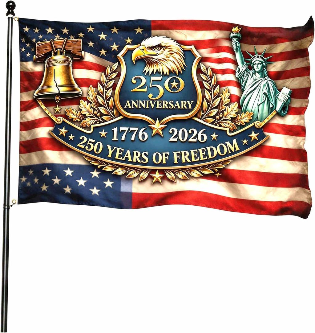 250 Anniversary USA Flag Commemorative America 250th Year Flags for Outside, Custom Generic Garden Decor Merchandise for Patio, and Home Celebration