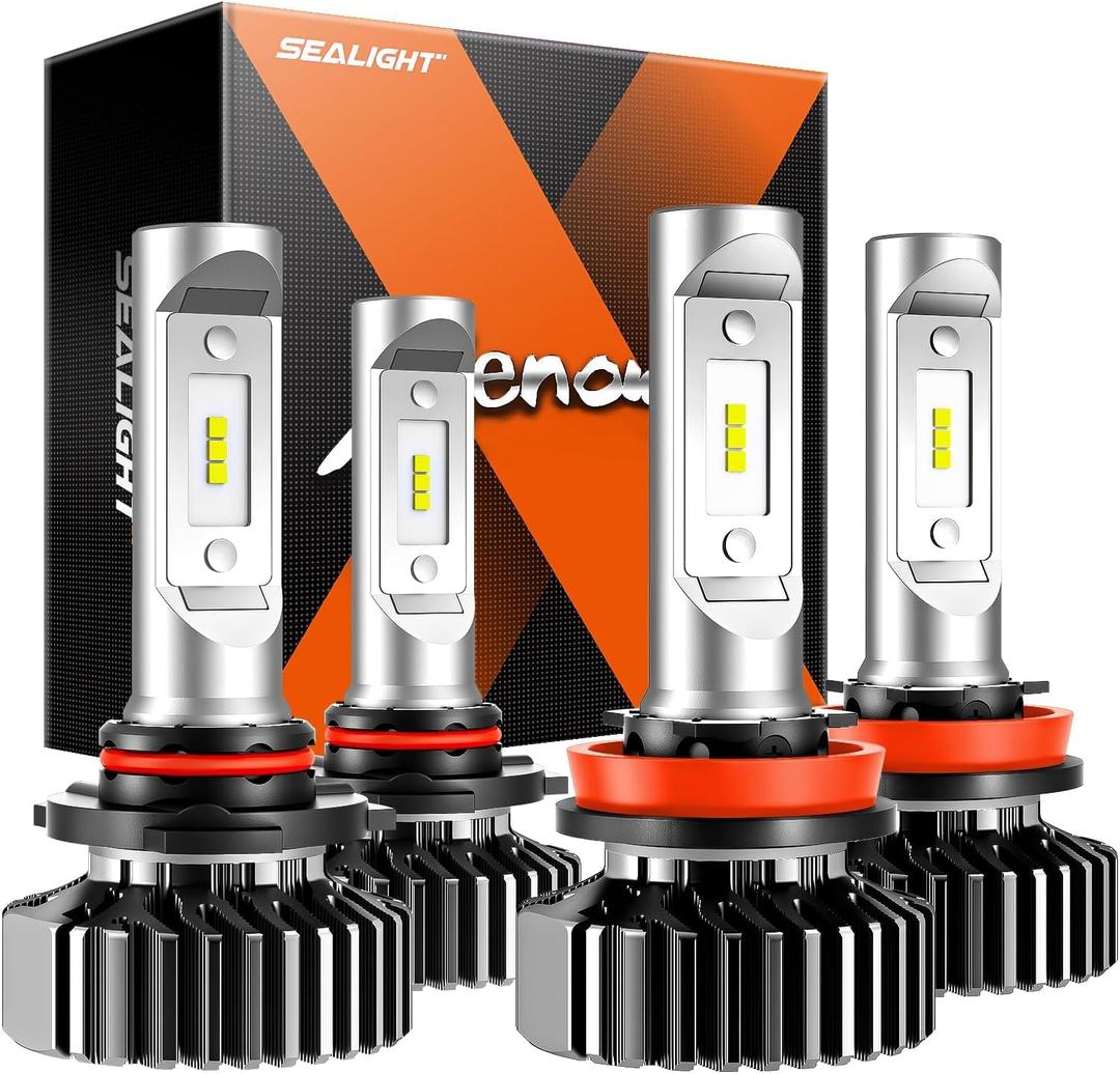 SEALIGHT H8 Fog and HB3 Fog Bulbs, 58000LM 9005 H11 Light combo, Powersport H9/H11 HB3 Bulbs or Fog Lights, Plug and Play, Pack of 2