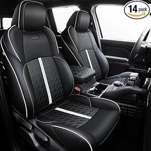 Leather Seat Covers Custom Fit for Tacoma Gen 4th (2024-2025) Double Cab, for SR, SR5, TRD PreRunner, TRD Sport, TRD Off-Road, Limited, Trailhunter - Armrest Covers Included - Fully Covered