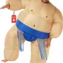 Morph Sumo Wrestler Inflatable Costume, Inflatable Sumo Costume, Blow Up Halloween Costumes For Men, Halloween Costumes Men (One Size, Blue)