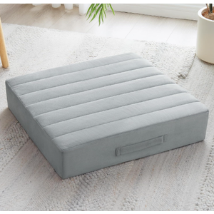 JKMAX 22 inches Floor Pillow for Adults - Large Meditation Cushion with Thick Foam & Soft Tufted Cover - Premium Outdoor Square Floor Cushion Seat - Yoga Pillows for Sitting On Floor - Light Gray