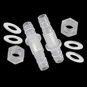 JoyTube 3/8" Hose ID barb Thru-Bulk Bulkhead Fittings Union Adapter Plastic Fittings with Stainless Steel Washers for Aquarium Water/Fuel/Air (Pack of 2)