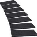 PURE ERA Bullnose Carpet Stair Treads Set Tape Free Non-Slip Indoor Stair Protectors Pet Friendly Rugs Covers Soft Skid Resistant Washable Reusable 9.5" x 30"(14 Pieces,Black), 14 Pieces with Bullnose