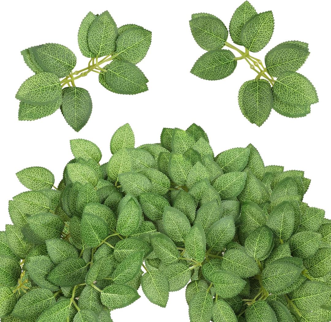 AmyHomie Artificial Roes Leaves 40pcs Silk Greenery Fake Rose Flower Leaves for DIY Wedding Bouquets Centerpieces Arrangements Party Baby Shower Home Decorations