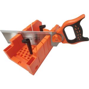 12" Miter Box with Saw Included, Reinforced Steel Back Saw for Accurate Cutting, Preset 90 45 22.5 and 0 Degree Cuts, 4-1/2in x 3in (width x Height) Cutting Capacity
