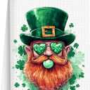 St Patricks Day Kitchen Towels, St Patricks Day Leprechaun Decorations, Shamrock Decorations, Retro Leprechaun Blowing Bubble Hand Towels for Spring Seasonal Home Kitchen Bathroom 16x24 Inch