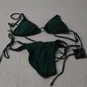 ZAFUL Women's Triangle Bikini Floral String Bikini Set Two Piece Swimsuit Bathing Suits (Medium, 1-deep Green)