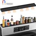 30 Inch Silicone Magnetic Stove Top Shelf, Kitchen Shelf Over Stove Spice Rack Apartment Must Haves Kitchen Gadgets for Above Stovetop Seasoning Organization and Storage with 2 Functional Prtitions (Black)