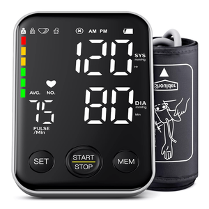 Blood Pressure Monitor Upper Arm Blood Pressure Monitors for Home Use with 2x120 Reading Memory Adjustable Arm Cuff 8.7"-15.7" LED Background Light Large Display Machine with Storage Bag - Black