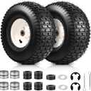 2Pack 15x6.00-6 Tire and Wheel Assembly, Replacement for Craftsman John Deere Cub Cadet Riding Mowers, 4 Ply Tubeless Lawn Mower Tires 15x6x6, 3" Centered Hub, 3/4" Bushing