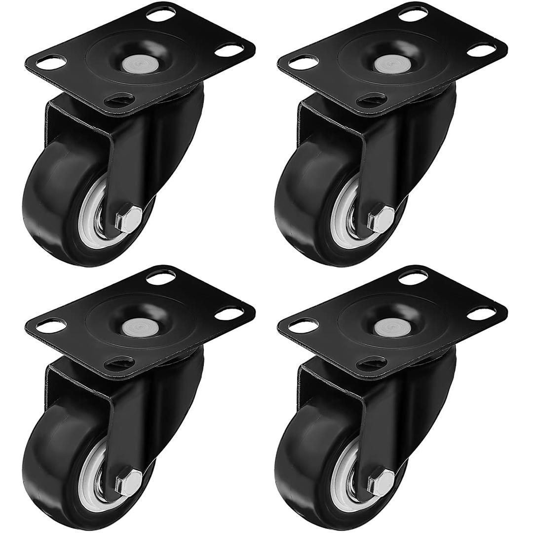 Swivel Caster Wheels Rubber Base with Top Plate & Bearing Heavy Duty with Pack of 4 Black by Online Best Service (2" NO Brake)