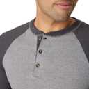 Hanes Men's Long-Sleeve Beefy Henley T-Shirt - Small - Oxford Gray/ Slate Heather