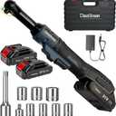 CloudDream 3/8" Cordless Electric Ratchet Wrench,45Ft-lbs(60N.m) Extended Ratchet Set with 2x 2.0Ah Batteries, Variable Speed Power Driver, 6 Sockets, 1/4" Adaptor & 3" Extension Bar for Auto Repair