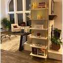 ZIOTHUM 6 Tier Gold Bookshelf, White and Gold Shelves, Modern Shelves Shelf Bookcase Metal Mid Century Open Industrial Wall Mount Accents Decor Retail Shelving Vertical for Living Room, 9.8d X 23.6w X 72h in