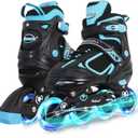 MammyGol Adjustable Inline Skates for Kids Boys Girls Youth with Light up Wheels Ages 4-16 (Teal) 
6-12
