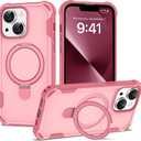 Compatible with iPhone 13 & 14 Case 6.1'' with Magnetic Ring Stand [Military Drop Protection][Compatible with MagSafe] Shockproof 13 & 14 Phone Case for Men Wowen,Pink