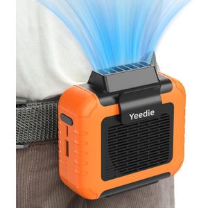 Yeedie Portable Mini Waist Fan Rechargeable with 23H Working Time, 6200 RPM Strong Airflow, 3 Speed Levels, Belt Shirt Fan Clip on Waist Portable Cooling device for Blue Collar, Outdoor Working, Jobsite