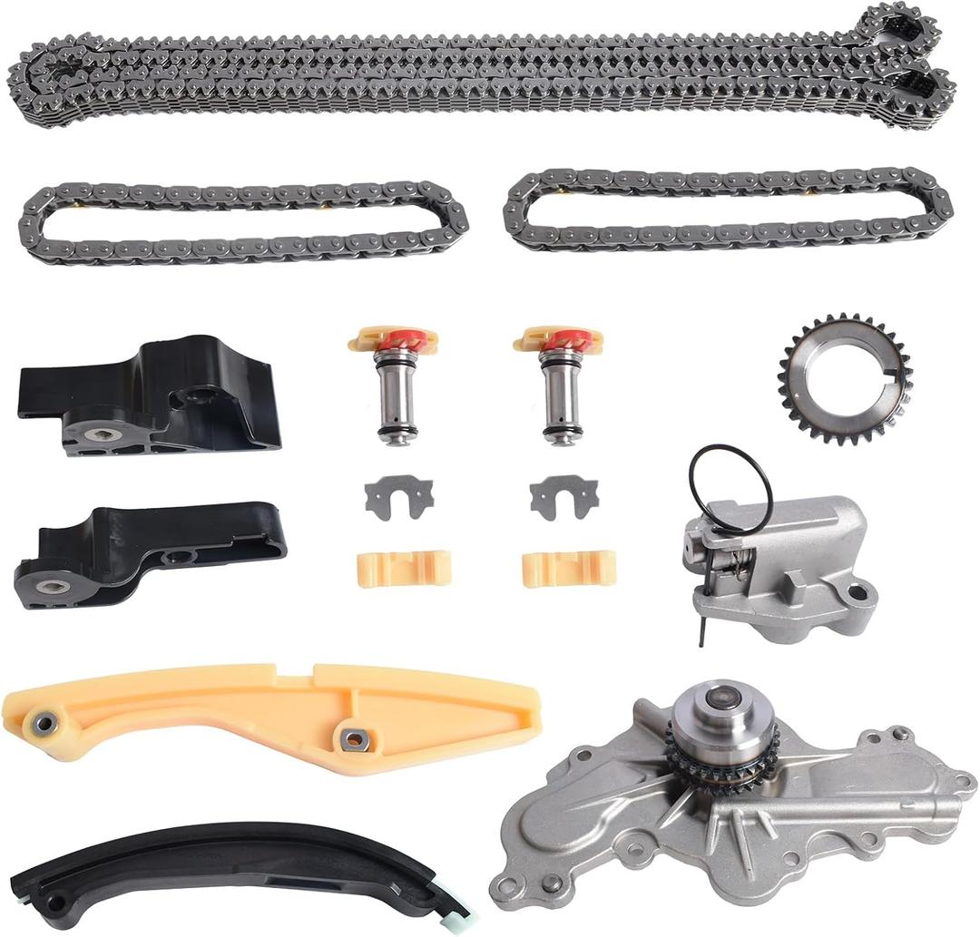Timing Chain Kit w/Water Pump for 2011-2019 Ford F150, Explorer, Edge, Taurus, Mustang, Flex, Police Interceptor, for 2011-2016 Lincoln MKS, MKX | 3.5L 3.7L V6 Engine, OE # BL3Z-6268-A & AT4Z-6268-A