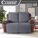 KinCam Waterproof Loveseat Recliner Cover, Non-Slip Reclining Couch Covers for 2 Seat, Recliner Sofa Cover Furniture Protector with Elastic Straps for Kids, Pets, Dark Gray